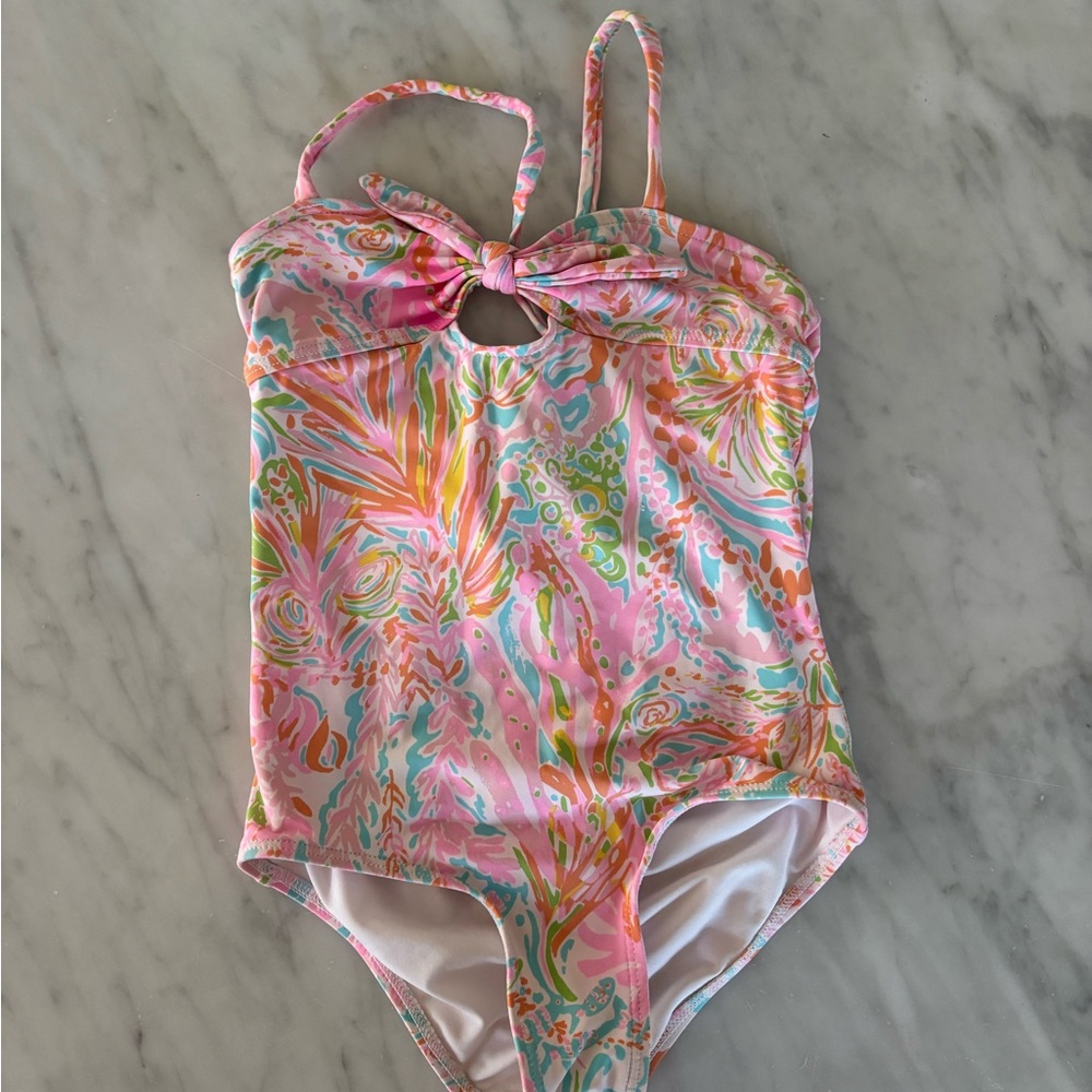 Lilly Pulitzer Pink and Orange Kids One Piece Swimsuit